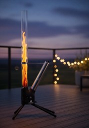 Feuersäule Landmann H x 126,5 cm schwarz/silber