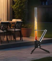 Feuersäule Landmann H x 126,5 cm schwarz/silber