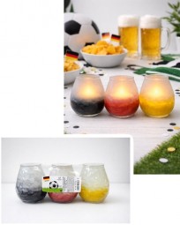 R Fußball Windlicht-Kerze aus Glas 2-farbig, 3er Pack