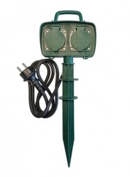 R Gartensteckdose 2-Fach mit Erdspieß Heitech®