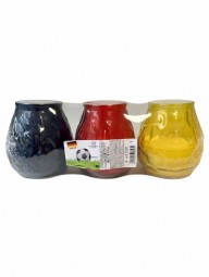 R Fußball Windlicht-Kerze aus Glas uni in 3 Farben, 3er Pack