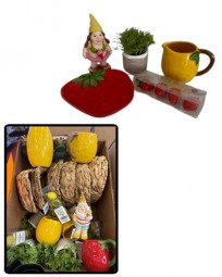 R Mischsortiment - Vase, Krug, Dekopflanze, Beschwerer, Gartenzwerg, Erbeerschale, Deko-Frosch etc.