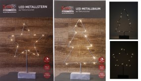 W Metallbaum/Metallstern auf Betonsockel 15 LED's mit Timer