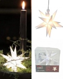 W Stern LED Ø 12 cm weiß mit Timer, batteriebetrieben
