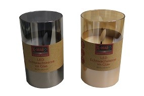 Kerze aus Glas Echtwachs, flackernd Ø 7,5 x 12,5 cm, mit Timer