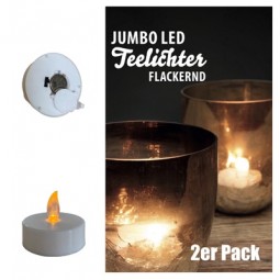 Teelichter LED 2er Pack Jumbo mit Timer inkl. Batterien