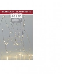 W Lichterkette Draht 40er Cascade mit Timer, batteriebetrieben