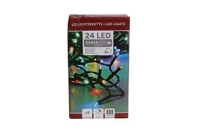 W Lichterkette 24 LED bunt mit Timer, 8 Funktionen, innen/außen, batteriebetrieben
