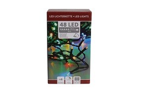 W Lichterkette 48 LED bunt mit Timer, 8 Funktionen, innen/außen, batteriebetrieben