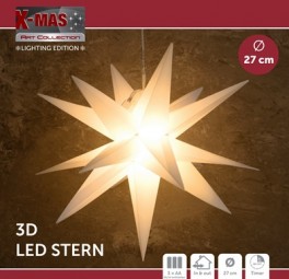 W Leuchtstern 3D Ø 27 cm mit Timer, batteriebetrieben