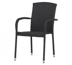 Gartenstuhl Rattan stapelbar, schwarz