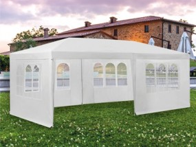 Pavillon 3 x 6 m inkl. 6 Seitenteile mit Fenster, weiß