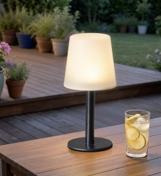 Solar LED Tischlampe Ø 15 x H 31 cm, schwarz