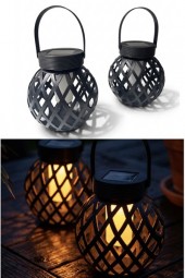 Solar Tischlaterne Raute Ø 12 x H 13 cm - mit Flammeneffekt