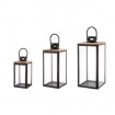 Laterne 3er Set aus Holz-Metall