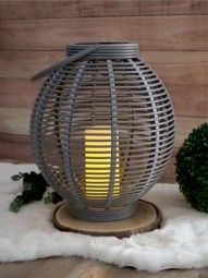 Solar Laterne Rattan-Optik H x 45,5 cm, grau