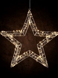 W Metallstern 3D 240 LED, H x 38 cm, mit Timer, batterieb.