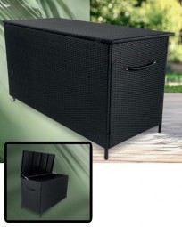 Kissenbox XXL Rattanoptik auf Rädern, schwarz