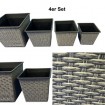 Rattan Pflanztopf 4er Set, eckig in 2 versch. Farben