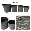 Rattan Pflanztopf 4er Set, rund in 2 versch. Farben