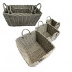Korb mit Griffen 3er Set, geflochten, grau