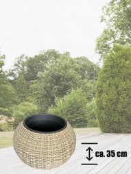 Rattan Pflanzentopf Kugelform Ø 55 cm, hellbraun