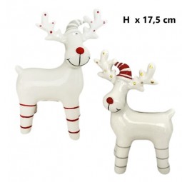 W Deko Rentier mit Weihnachtsmütze H x 17,5 cm, 2 Modelle