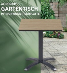 Gartentisch 70x70 cm anthrazit, Nonwood-Tischplatte, teaklook