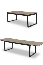 Gartentisch ausziehbar 200/298x95x75 cm mit Nonwood-Tischplatte, teaklook