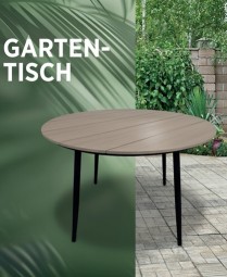 Gartentisch Ø 110 cm mit Nonwood-Tischplatte teaklook
