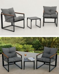 Lounge-Garnitur Set Karin 3tlg. inkl. Kissen, anthrazit