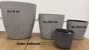Pflanztopf Stone Ø 22,5 x H 20,5 cm anthrazit