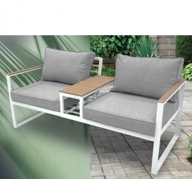 Gartenbank 2-Sitzer mit Mitteltisch Inkl. Sitzkissen