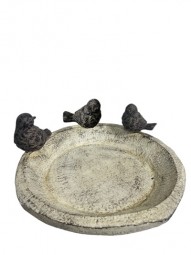 G Vogeltränke mit 3 Vögeln 38x35x16 cm, steinoptik