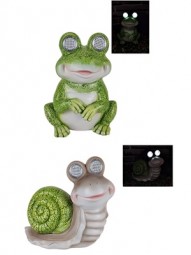 Solar Dekofiguren Schnecke & Frosch, glasiert
