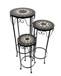 Blumenhocker Mosaik rund, 3er Set