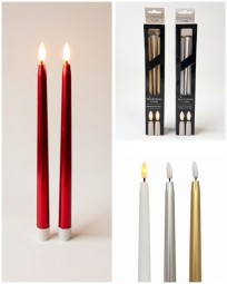 Kerze Spitz LED Metallic 2er-Pack mit Timer in 4 Farben