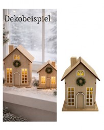 W Deko LED Holzhaus H x 24 cm