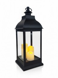 Laterne inkl. 3 LED Kerzen H x 60 cm schwarz, mit Timer