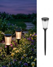 Solarleuchte mit Flammeneffekt H x 43 cm schwarz, im Display